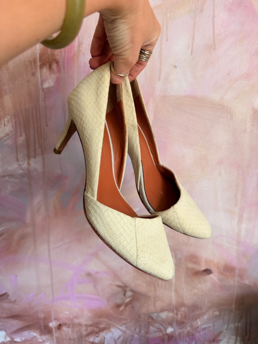 Rebecca Minkoff Cream Pointed-Toe Heels